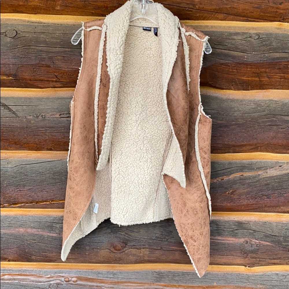Faux leather and mohair western vest